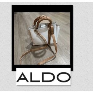 ALDO Gloadithh Handbag Crossbody White/Beige Purse Braided Handles Faux Leather